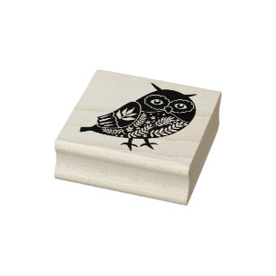 Tampon en caoutchouc en bois de hibou ornemental