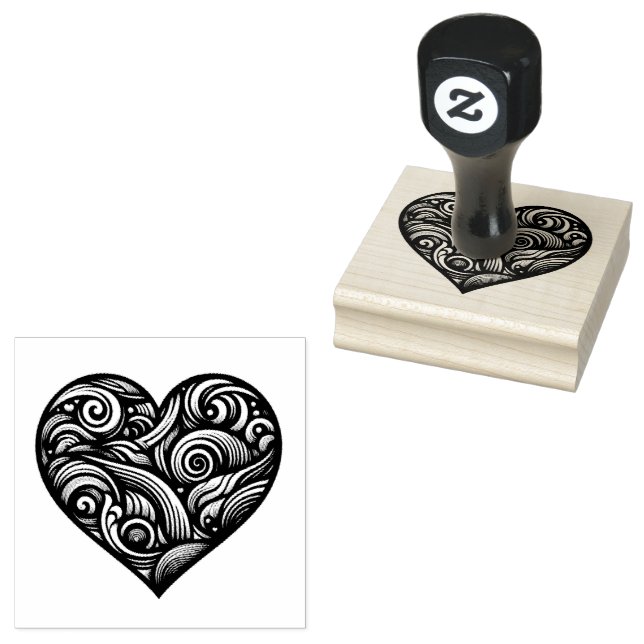 Tampon en caoutchouc Everlasting HEart 2,5" x 2,5" (Tamponné)