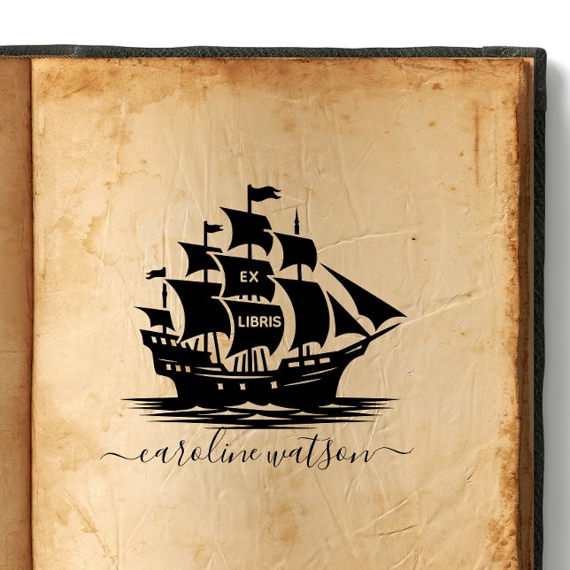 Tampon en caoutchouc Ex libris Bateau (Créateur téléchargé)