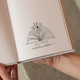 Tampon en caoutchouc Ex libris floral élégant