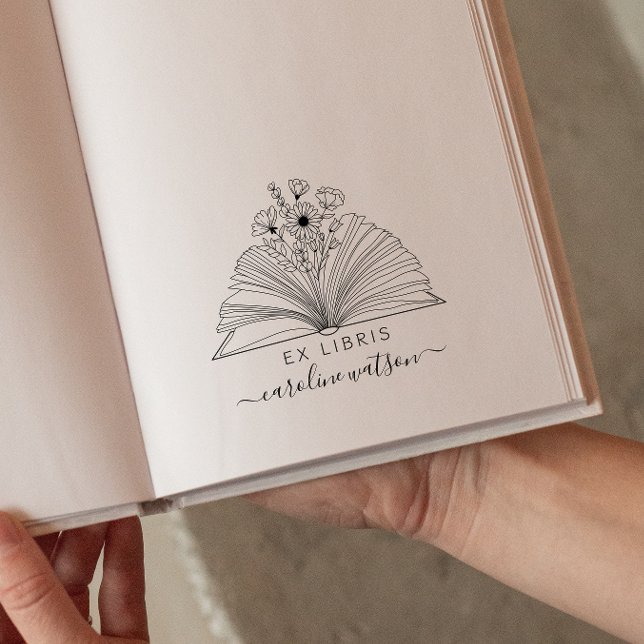 Tampon en caoutchouc Ex libris floral élégant (Créateur téléchargé)