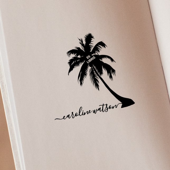 Tampon en caoutchouc Ex libris Palmier (Créateur téléchargé)