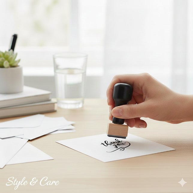 Tampon en caoutchouc Merci artistique de 1 pouce (Artistic Thank You Rubber Stamp in 1 Inch Size)