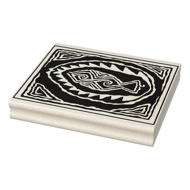 Tampon en caoutchouc motif poisson d'art populaire (Tampon)