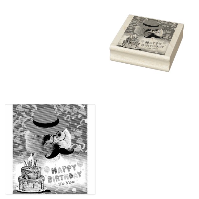 Tampon en caoutchouc Poodle Joyeux Anniversaire Fa (Tamponné)