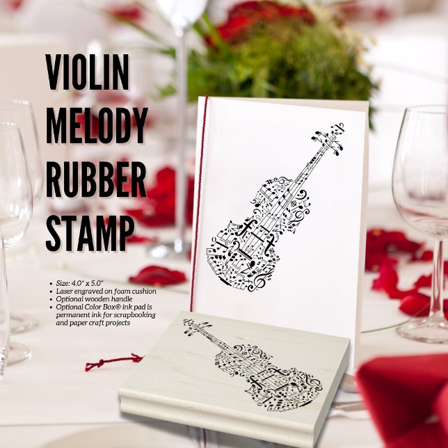 Tampon en caoutchouc pour violon (Violin Melody Rubber Stamp)