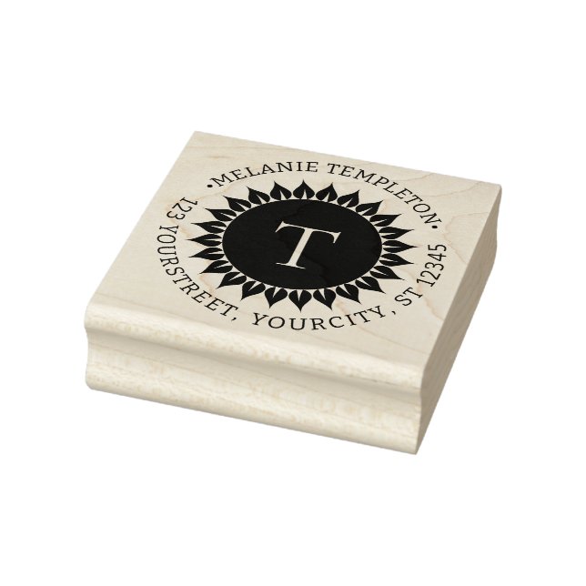 Tampon en caoutchouc rond monogramme initiale nom  (Tampon)