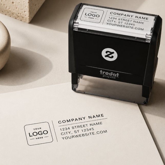Tampon encreur à adresse de retour avec logo d'ent (Créateur téléchargé)