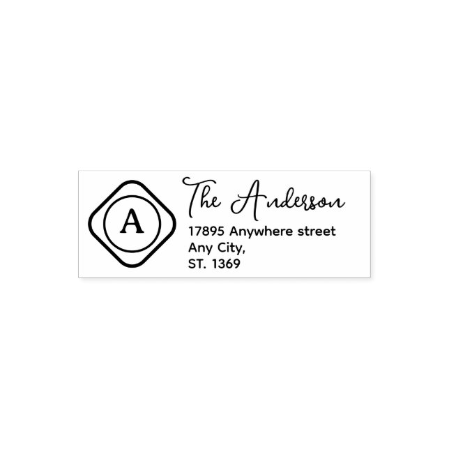 Tampon encreur d'adresse de retour avec monogramme (Design)