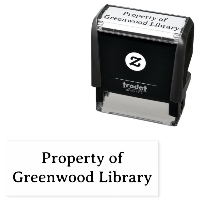 Tampon encreur de propriété de bibliothèque (En situation)