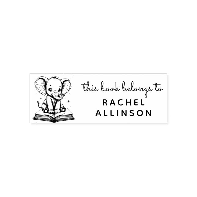 Tampon Encreur Ex Libris Eléphant Bébé Savant (Design)