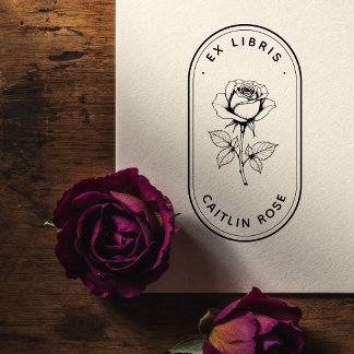 Tampon encreur personnalisé Ex Libris Rose botaniq