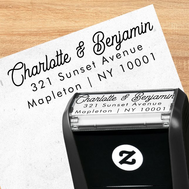 Tampon encreur pour adresse de mariage Chic Script (Créateur téléchargé)