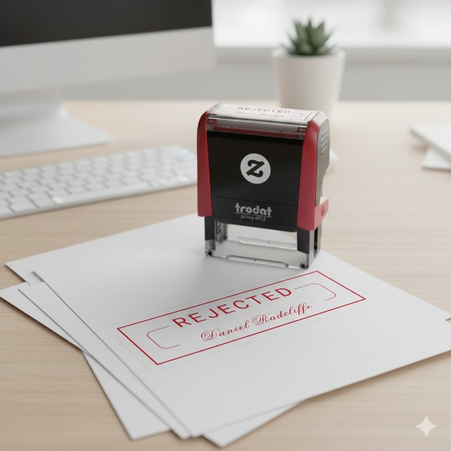 Tampon encreur 'REFUSÉ' unique et élégant avec sig (Unique Stylish 'REJECTED' with Custom Signature Self-inking Stamp)