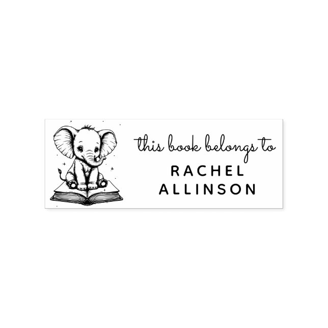 Tampon Ex Libris d'érudit éléphant bébé (Impression)