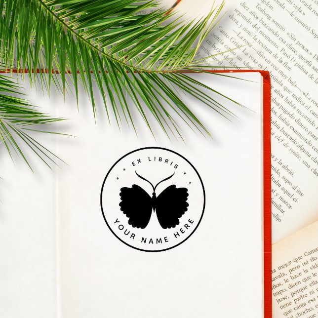 Tampon ex libris papillon circulaire (Créateur téléchargé)
