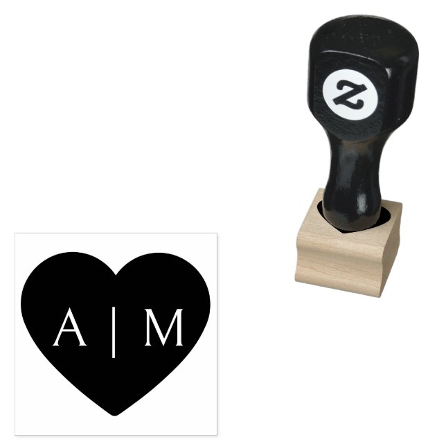 Tampon monogramme en forme de cœur (Tamponné)