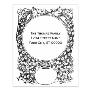 Tampons Encreurs 2 Peacocks Autour du Plante Poted Nom Adresse