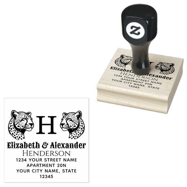 Tampons Encreurs 2 Tête de guépard SQ Couple Nom Init Adresse de re (Tamponné)