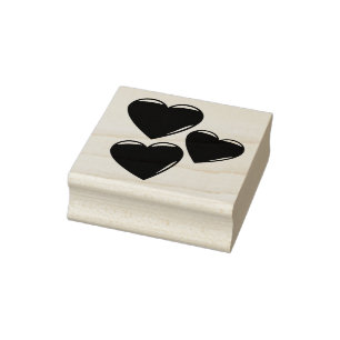 Tampons Encreurs 3 Coeur rouge, Coeurs d'amour, timbre caoutchouc