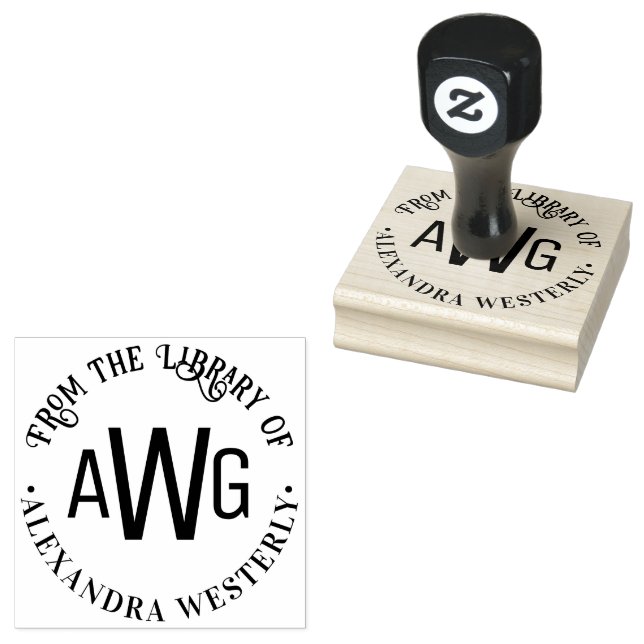 Tampons Encreurs 3 Lettre initiale Monogramme #1 Nom du livre de bi (Tamponné)