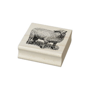 Tampons Encreurs 3 tailles timbre caoutchouc vintage image mouton