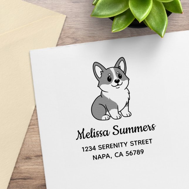 Tampons Encreurs Adresse de Chien Corgi Mignon (Créateur téléchargé)