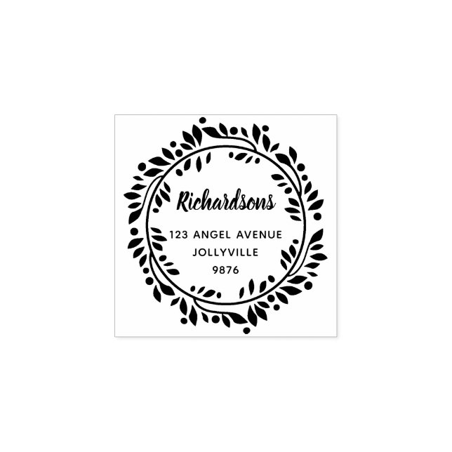 Tampons Encreurs Adresse de couronne Feuille florale personnalisée (Impression)