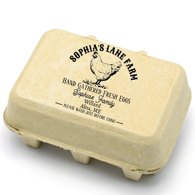Tampons Encreurs Adresse de nom de ferme rustique moderne personnal (modern personalized farm name for egg lovers)