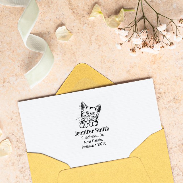 Tampons Encreurs Adresse de retour américaine personnalisée Cat (Créateur téléchargé)