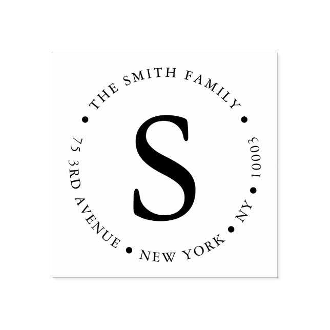 Tampons Encreurs Adresse de retour arrondi monogramme simple (Impression)