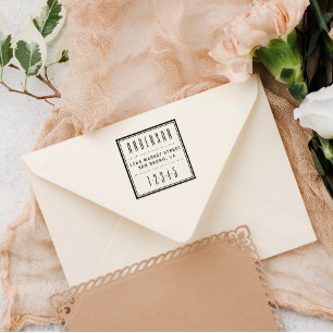 Tampons Encreurs Adresse de retour Art déco Carré personnalisé