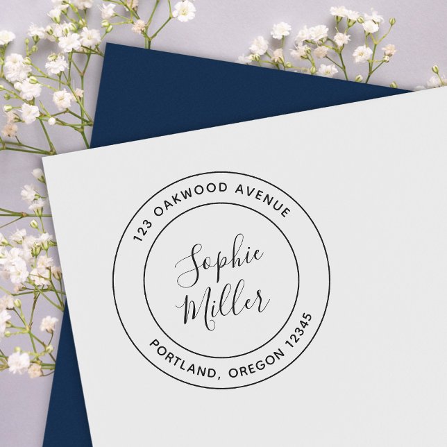 Tampons Encreurs Adresse de Retour Calligraphie à Double Bordure Mo (Créateur téléchargé)