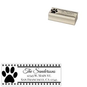 Tampons Encreurs Adresse de retour Chien Chat Pawprint Nom de famil