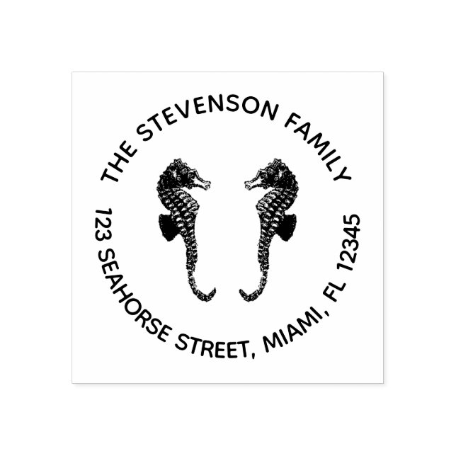 Tampons Encreurs Adresse de retour circulaire aux hippocampes nauti (Impression)