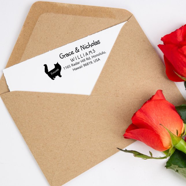 Tampons Encreurs Adresse de retour, Couple avec un chat, (Créateur téléchargé)