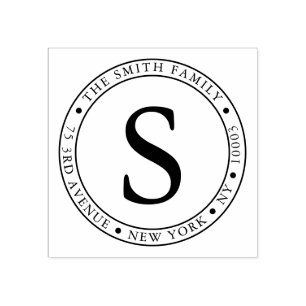 Tampons Encreurs Adresse de retour d'arrondi du cadre monogramme en