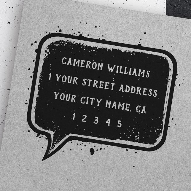 Tampons Encreurs Adresse de retour de bulle vocale (Speech bubble return address rubber stamp)