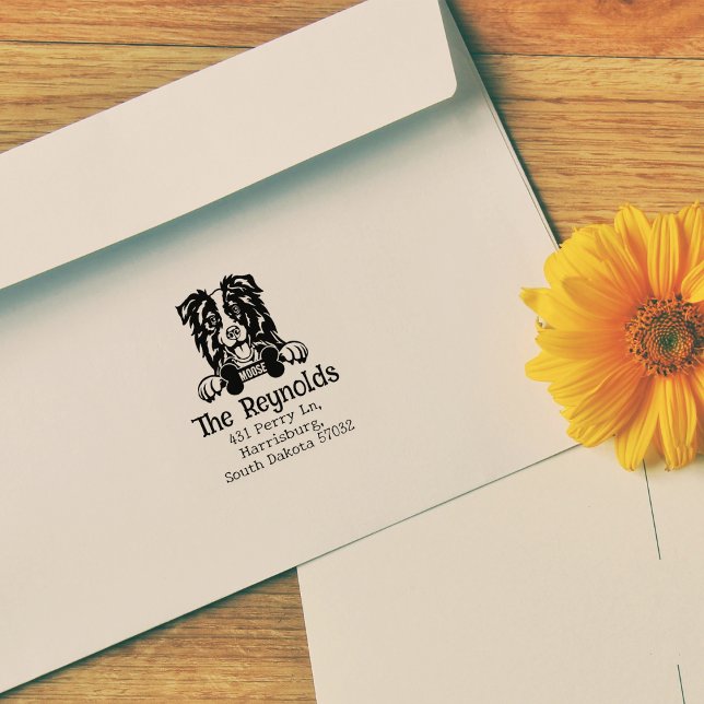 Tampons Encreurs Adresse de retour de chien Collie personnalisée (Créateur téléchargé)