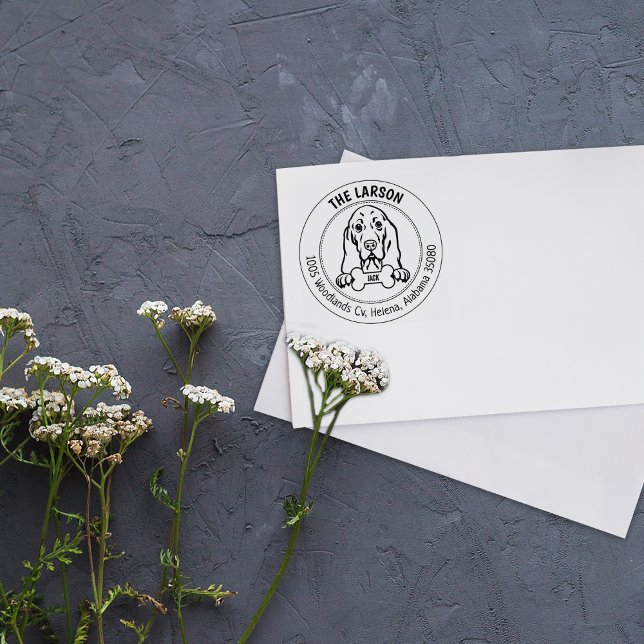 Tampons Encreurs Adresse de retour de chien de la chaîne Basset per (Créateur téléchargé)