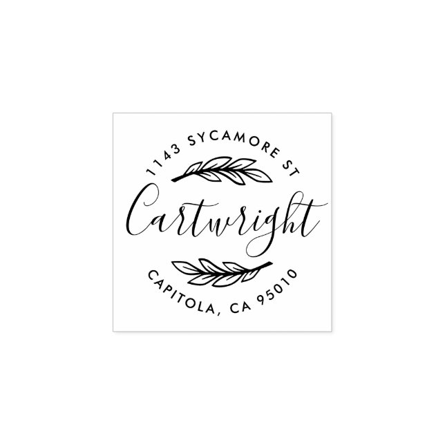 Tampons Encreurs Adresse de retour de courroie Laurel Elegant Fabri (Impression)