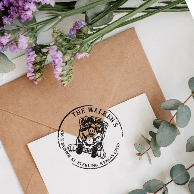 Tampons Encreurs Adresse de retour de famille personnalisée Rottwei (Créateur téléchargé)