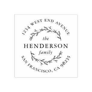 Tampons Encreurs Adresse de retour de famille ronde botanique dessi