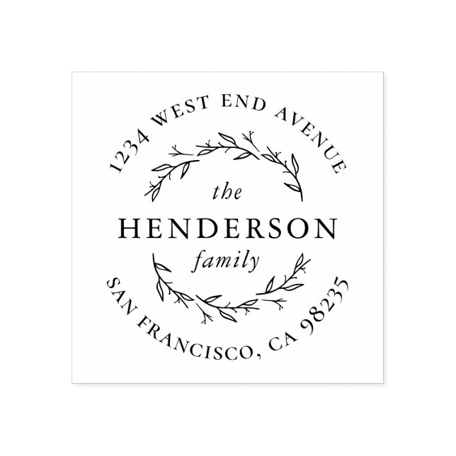 Tampons Encreurs Adresse de retour de famille ronde botanique dessi (Impression)