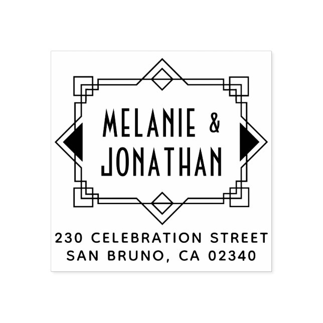 Tampons Encreurs Adresse de retour de frontière du Mariage Art Déco (Impression)