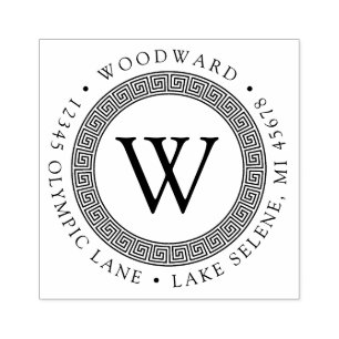 Tampons Encreurs Adresse de retour de la clé grecque Monogramme