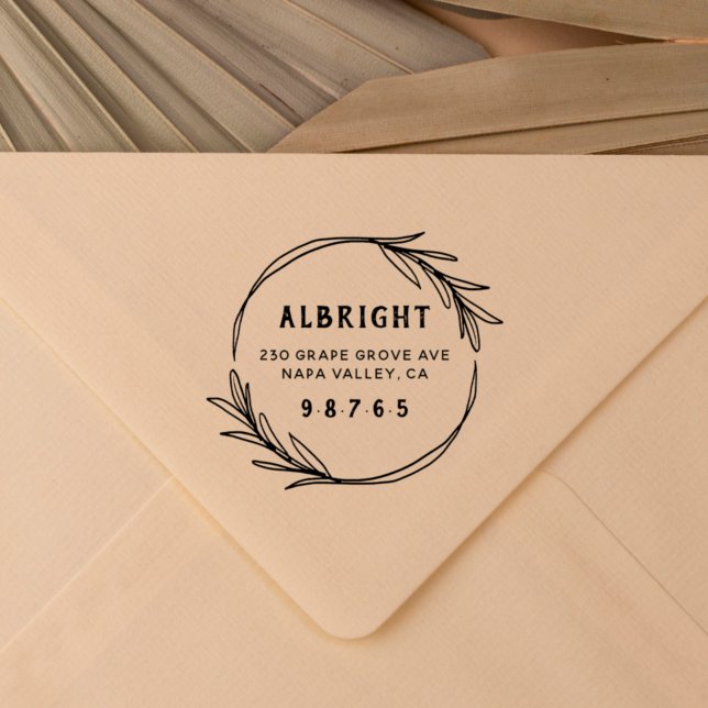 Tampons Encreurs Adresse de retour de la couronne botanique tracée  (Créateur téléchargé)