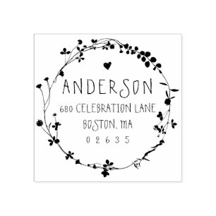 Tampons Encreurs Adresse de retour de la couronne Fleur sauvage tir