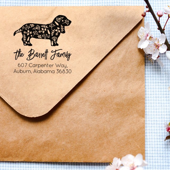 Tampons Encreurs Adresse de retour de la famille Basset Hound décor (Créateur téléchargé)