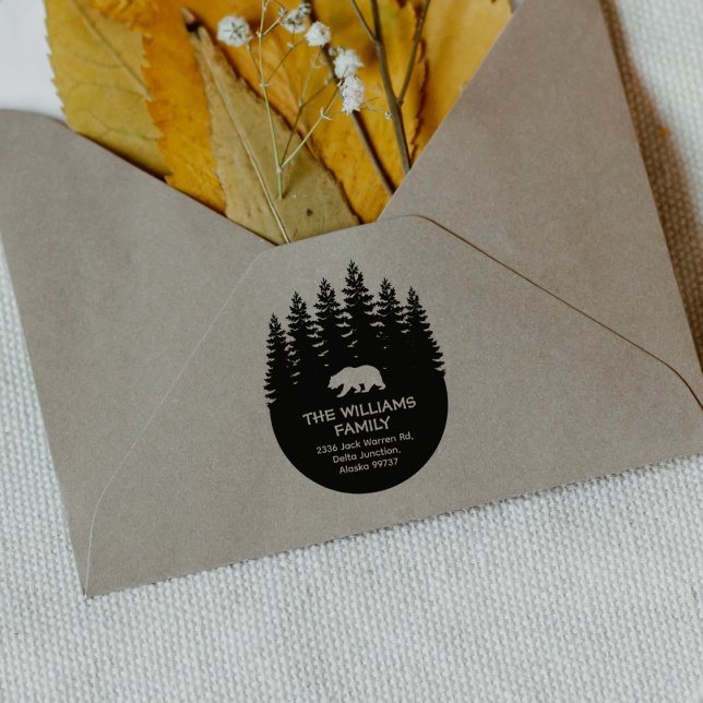 Tampons Encreurs Adresse de retour de la famille de l'ours de forêt (Créateur téléchargé)